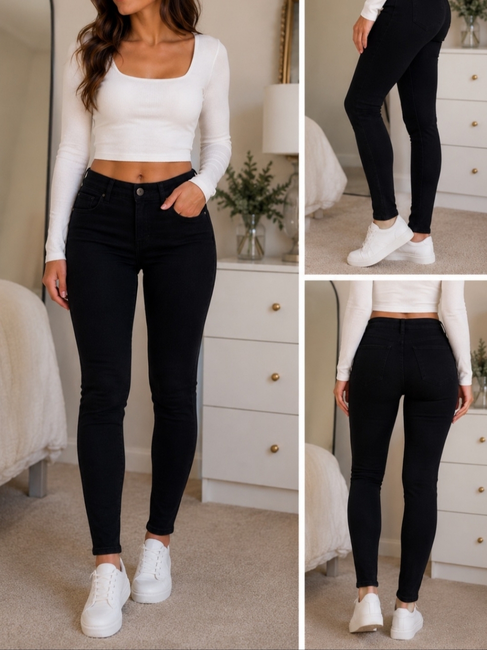 High-Rise Black Skinny Jeans - Sleek Everyday Fit